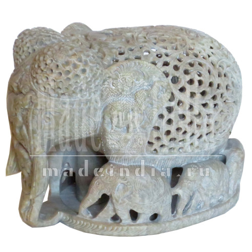 Мрамор из мыльного камня Jaali Elephant Family