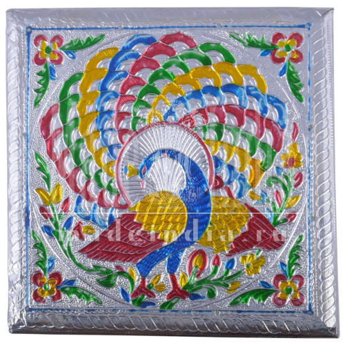 Белая металлическая Шкатулка Meena Peacock