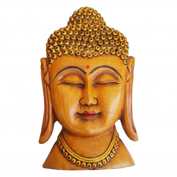 Деревянная настенная маска Будды вырезанная вручную символ мира и процветания