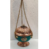 Тибетская подвесная курильница Dhoop из меди и латуни инкрустированная камнями